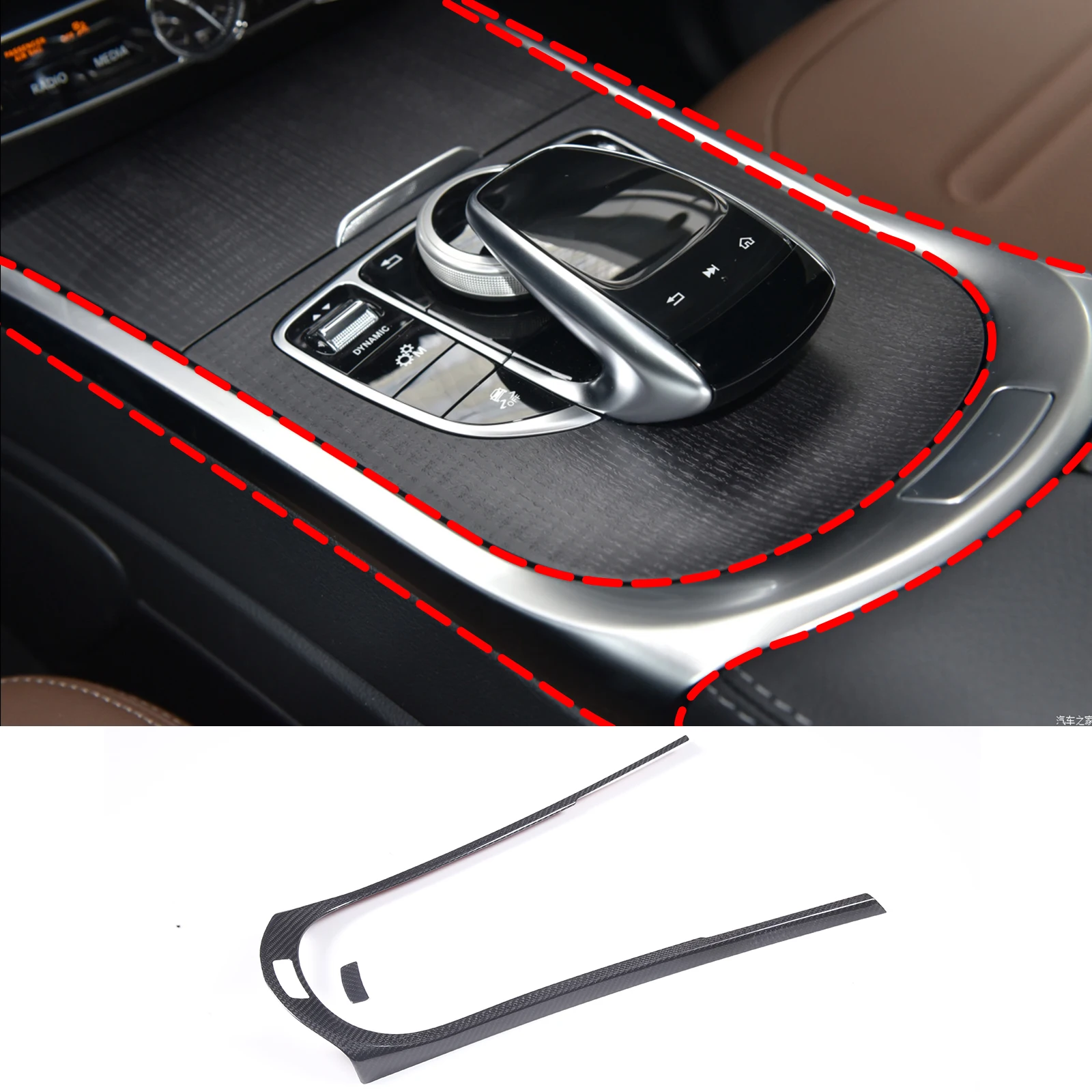 For Mercedes Benz Class G W463 2019-22 Real Carbon fiber Car Center Console Gear Shift Frame Cover Trim sticker Car Accessories