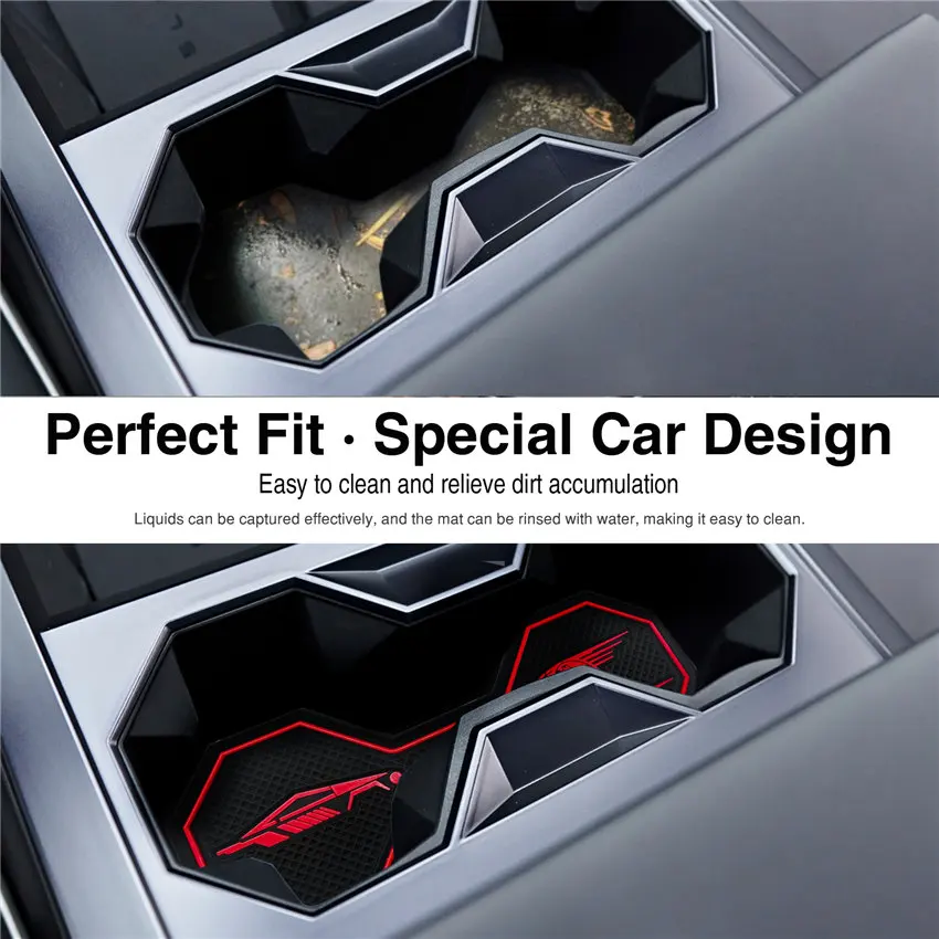 For Tesla CYBERTRUCK 2019-2024 Non-Slip Car Cup Coaster Slot Pad Anti-Slip Mat Pocket Mat Interior Cup Holder Pad Styling