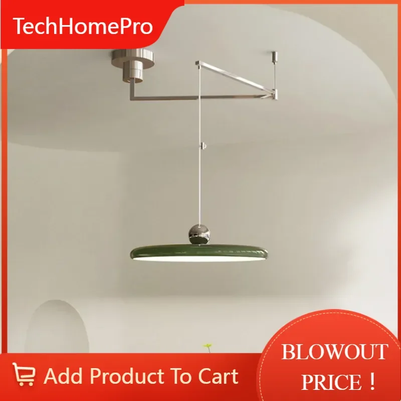 TechHPModern Folding Retractable Hanging Chandelier Light Rocker Arm Led Pendant Lamp For Living Room Dining Room Bedroom Offi