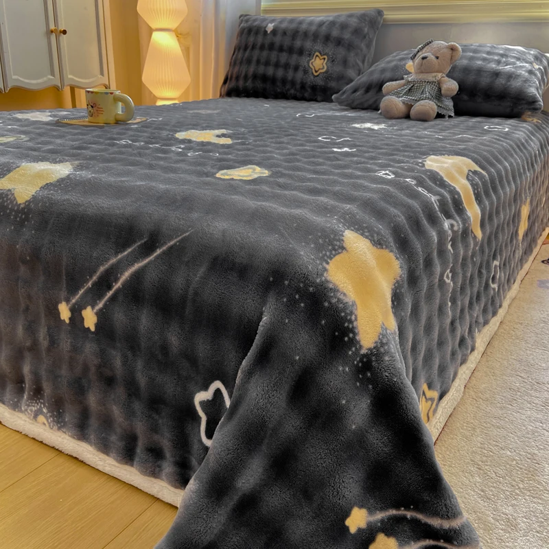 

Warm Flannel Bedsheet Skin-friendly Soft Flat Sheets Thicken Bed Linen Winter Adults Kids Room Sheets (Pillowcase Need Order)