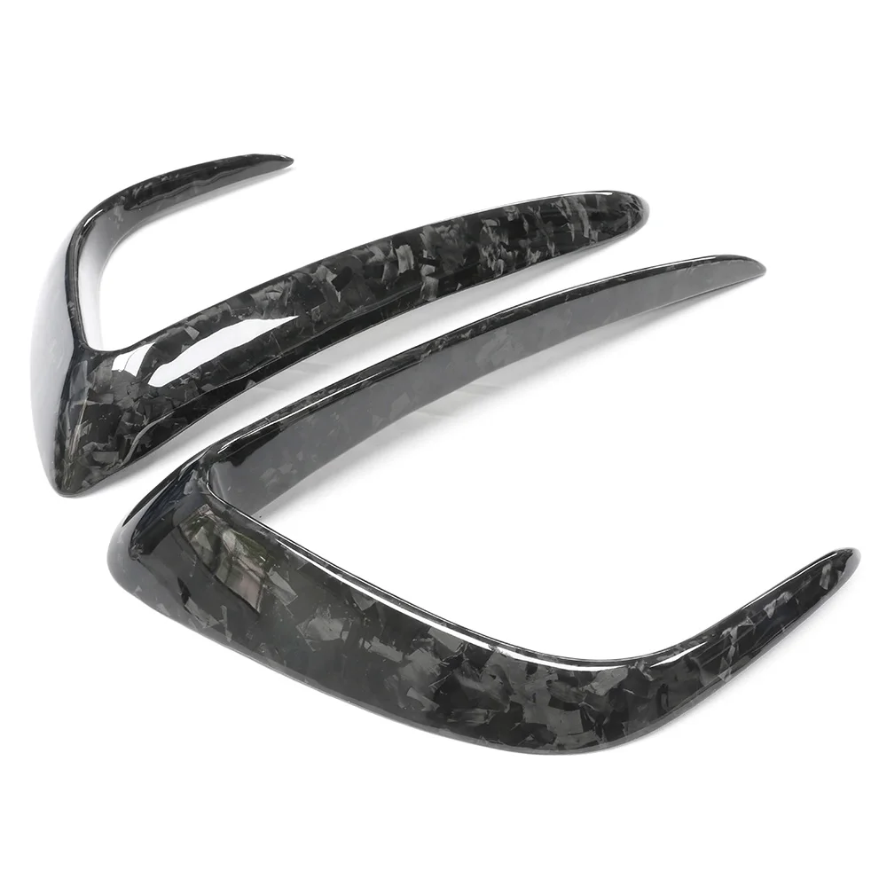 FULL DRY CARBON FIBER FRONT BUMPER FOG LIGHT GARNISH TRIM COVER for TESLA MODEL Y 2021+ FRONT CANARDS FORGED CARBON