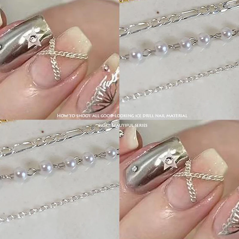 سلاسل الأظافر الذهب الفضة مسمار حجر الخرز 60 سنتيمتر ديكور ثلاثية الأبعاد سبيكة الشرير نمط مسمار الديكور مجوهرات أظافر مسمار إكسسوارات جذابة