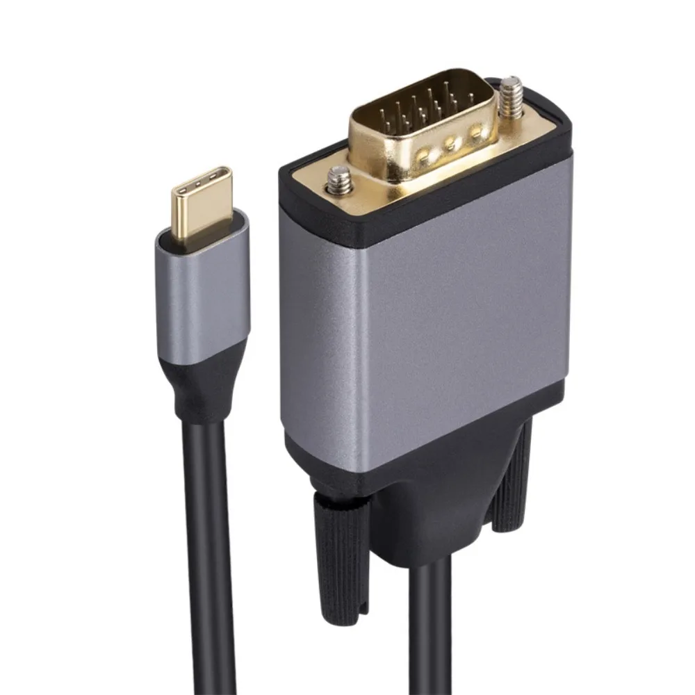 Expansion Screen Cable Aluminum Alloy Type-C To VGA Adapter Type-C 3.1 24pin 10Gbps 1080P for Monitor/Projector/TV/Laptop