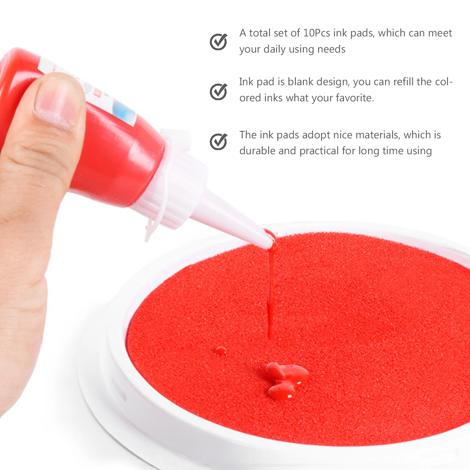 10 قطع من وسادات الطوابع الفارغة القابلة للغسل، وسادات حبر مطاطية صغيرة لصنع البطاقات الملونة باللون الأبيض #1