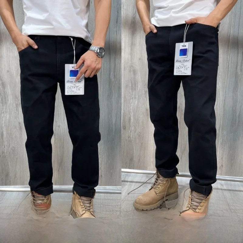 

Удобные высокоэластичные черные джинсы для мужчин из хлопка, дышащие, повседневные, свободного кроя, модные, для осеннего сезона