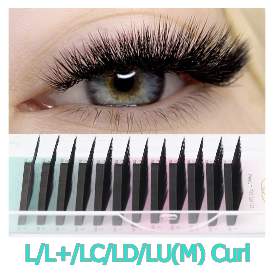 

AGUUD L+/LC/LD/LU(M)/L individual false eyelash extensions faux mink matte black lc ld 8-15mm mixed soft natural M makeup lashes