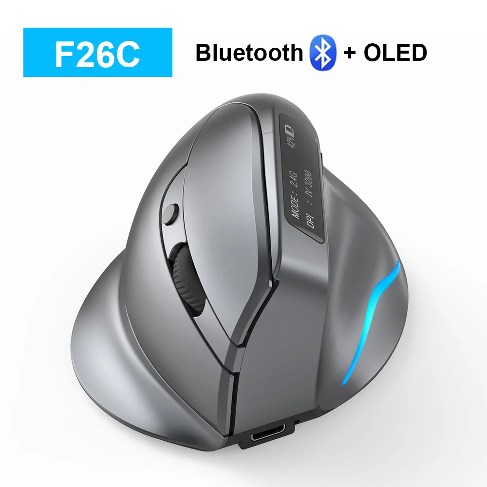 Lefon OLED Vertical Mouse 2.4G Wireless Bluetooth Mice Ergonomic Gaming Mouse 7/8 Mute Buttons F26C/F35C for PC MacBook Laptops