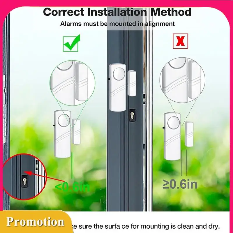 

4PCS Security Door Window Alarm, Wireless Door Window Burglar Alarm, Doorbell Alarms For Office Window Pool Durable