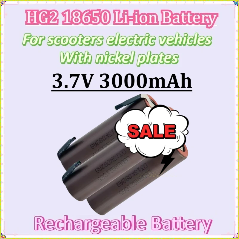 

3.7V 3000mAh New Lithium Ion Battery HG2 18650 Screwdriver Rechargeable Battery 30A High Current + DIY Li-ion Battery