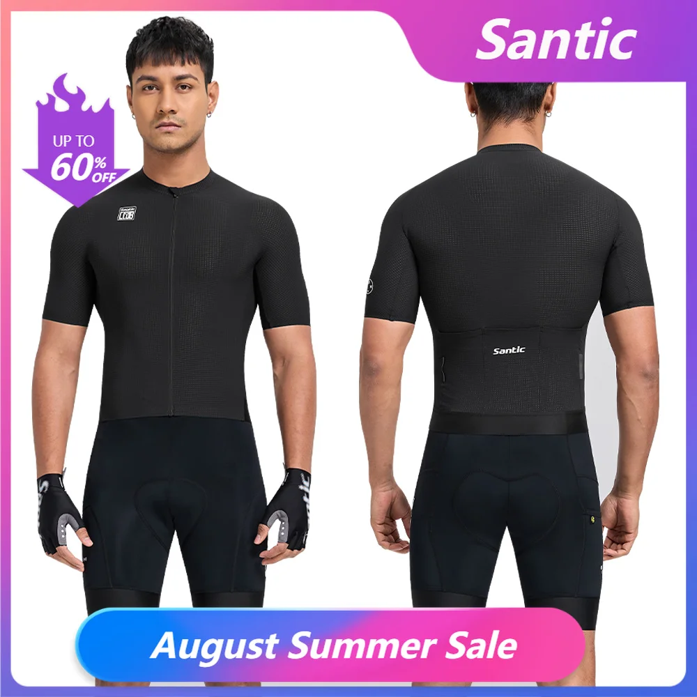 Santic Camisa Ciclismo Masculina Manga Curta UPF50+