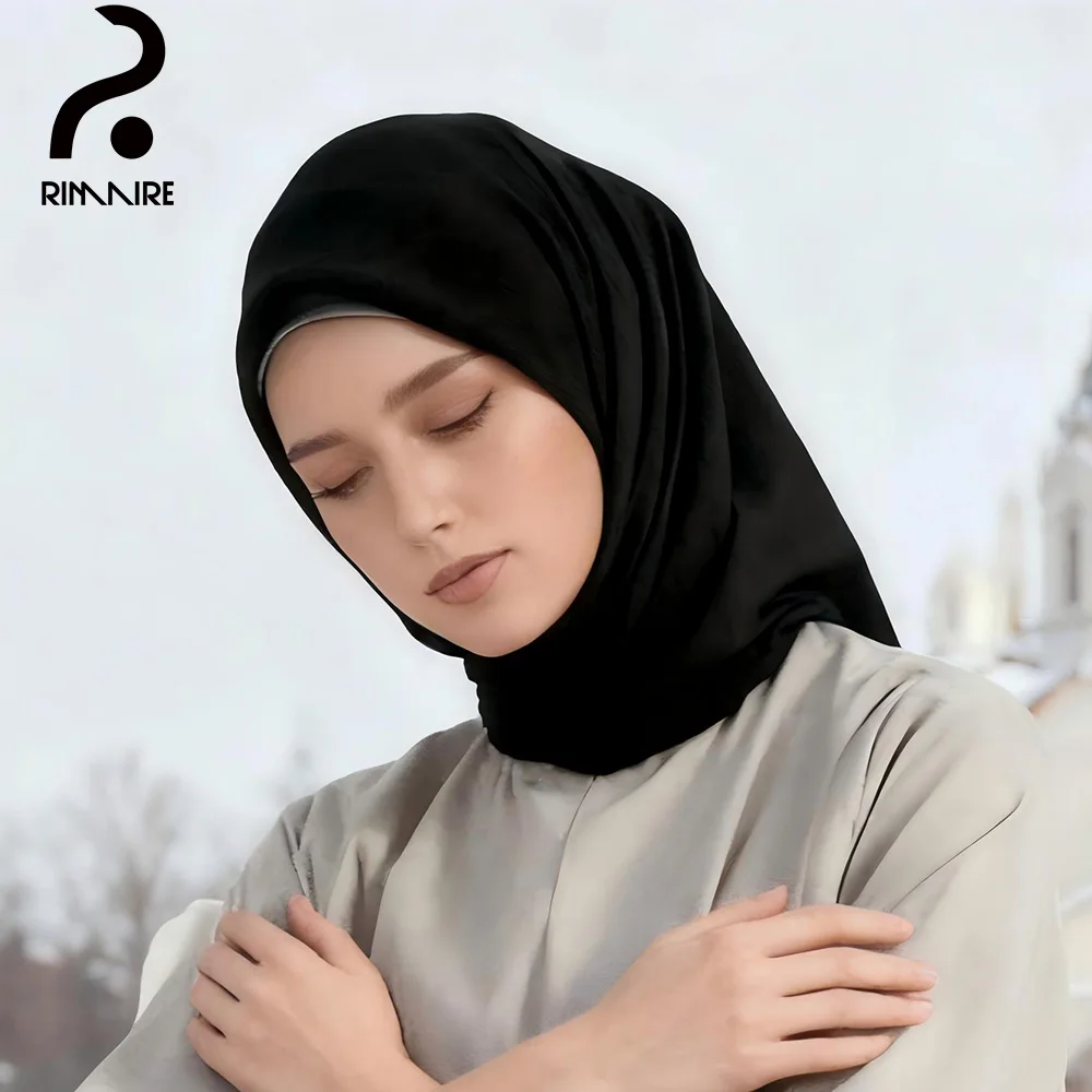 

RIMAIRE Square Hijab 90X90 cm For Women 10 Colors Breathabel Cotton Square Scarves For Women Muslim Hijab Turban