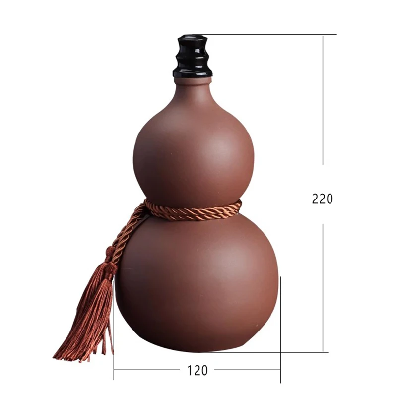 DEOUNY 500ML Ceramic Gourd Wine Bottle Purple Clay Hip Flask Retro Sealed Whiskey Rum Household Alcohol Pot Bar Tools