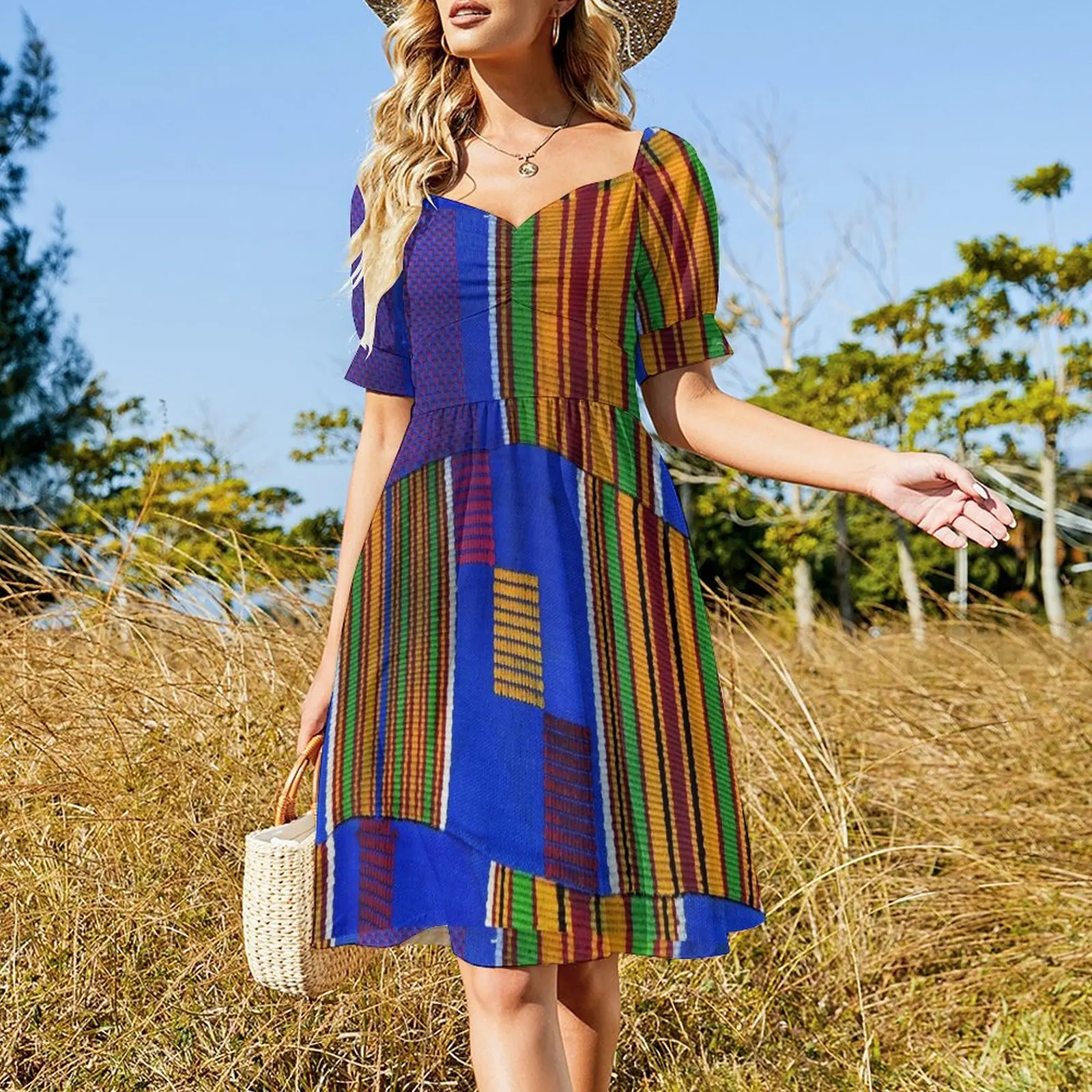 Kente Cloth Ghana West African Print Dress womens dress beach dress