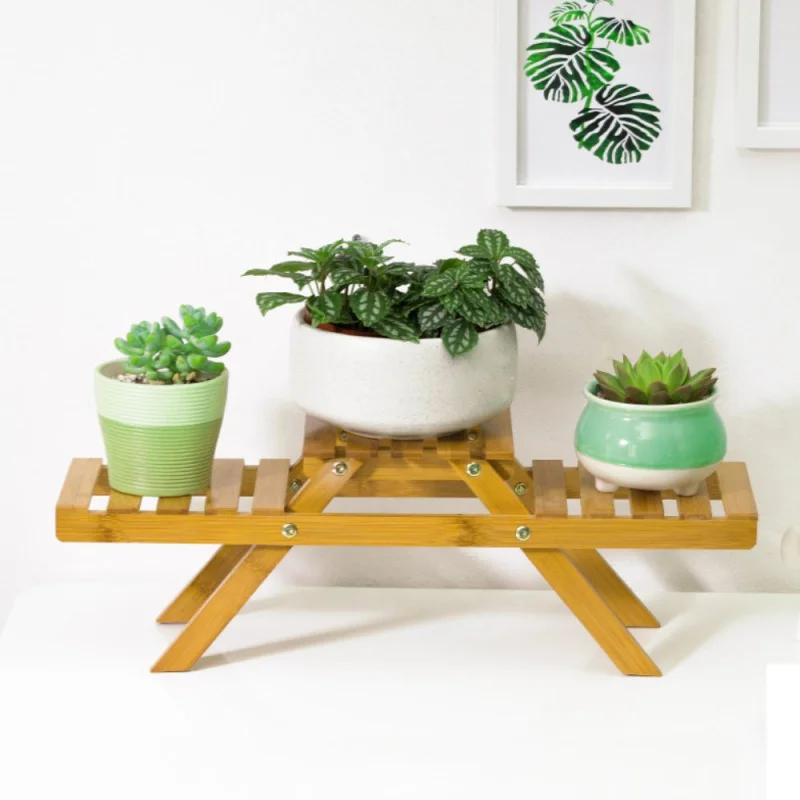 1 Tier Plant Stand, 16cm Height Wood Flower Rack Holder Potted Display Storage Shelves Indoor Outdoor for Patio potted plant rac