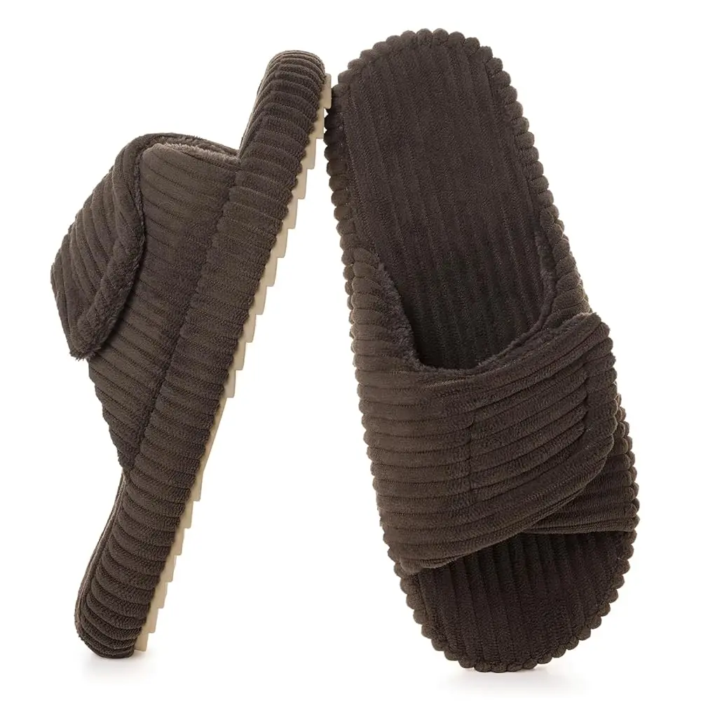 

Women's Orthopedic Slippers with Arch Support Comfy Adjustable Memory Foam Open Toe House Slippers Bedroom Shoes for Plantar