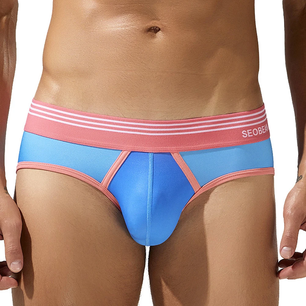 1 szt. Seksowne męskie slipy z gradientem kolorów, krótkie, z niskim stanem, wypukła kieszeń U, bielizna, majtki, majtki męskie