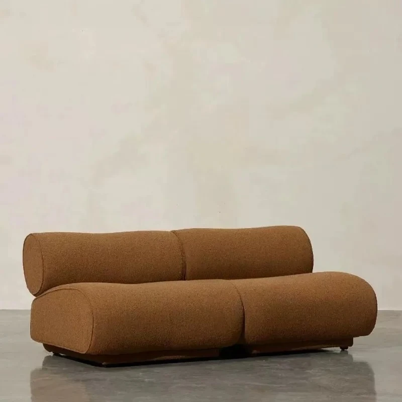 Cream Mid-Century Style, Space Saving Vacuum-Compressed Modular Sofa, Wabi-Sabi Sherpa Fabric Sectional with High-Elastic Foam