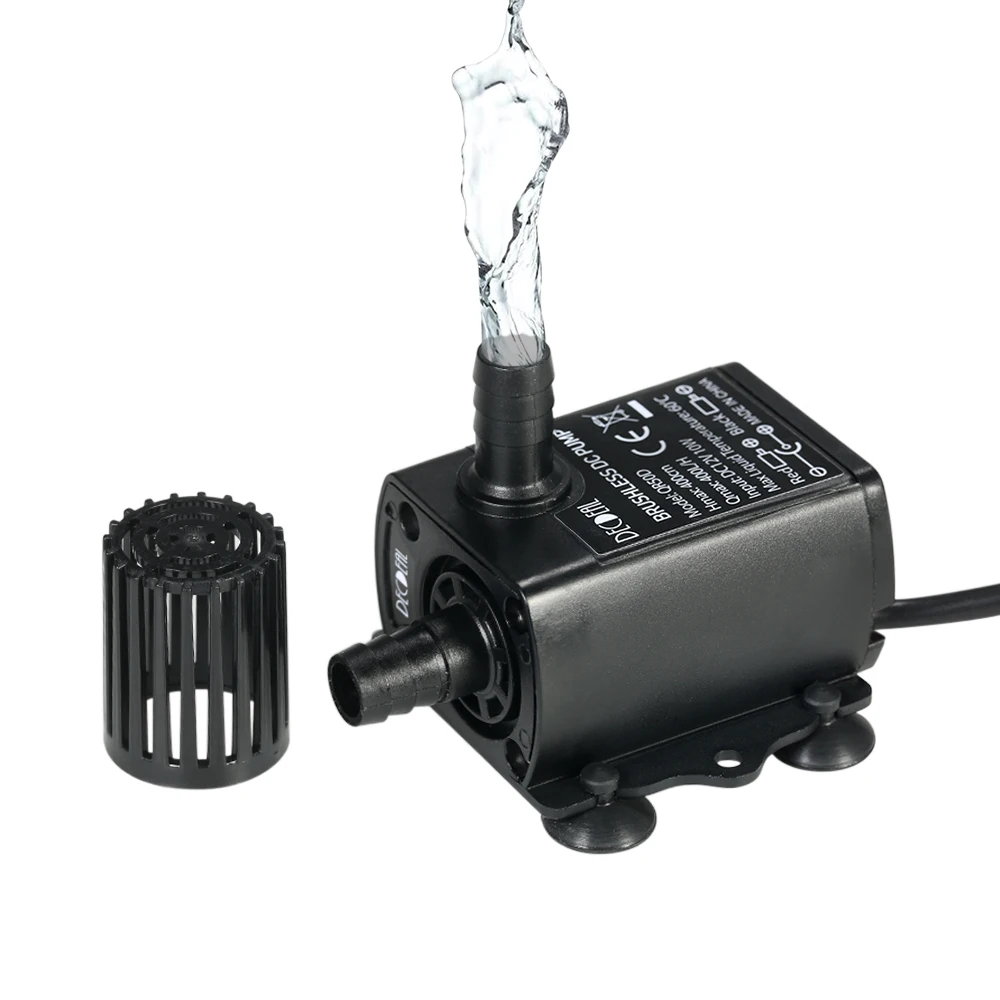 Decdeal Ultra-quiet Mini DC12V 6W Brushless Water Pump with 5.5*2.1mm Female Waterproof Submersible Fountain Aquarium Circulatin