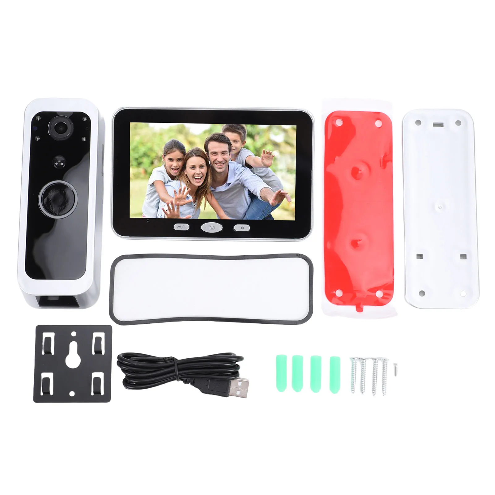 

Видеодомофон с Wi-Fi и 5-дюймовым дисплеем, 1080P, угол обзора 150 градусов, PIR-датчик движения, удаленный мониторинг через приложение, двусторонняя аудиосвязь