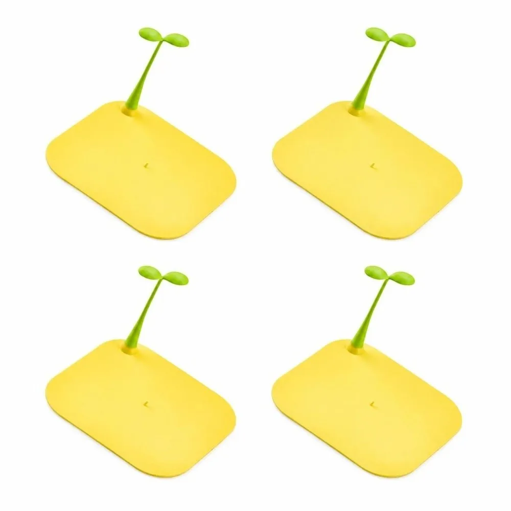 4 Pack Silicone Material Floor Drain Cover Square Bean Sprouts Bathtub Stopper Deodorizing Function Waterproof Sealing