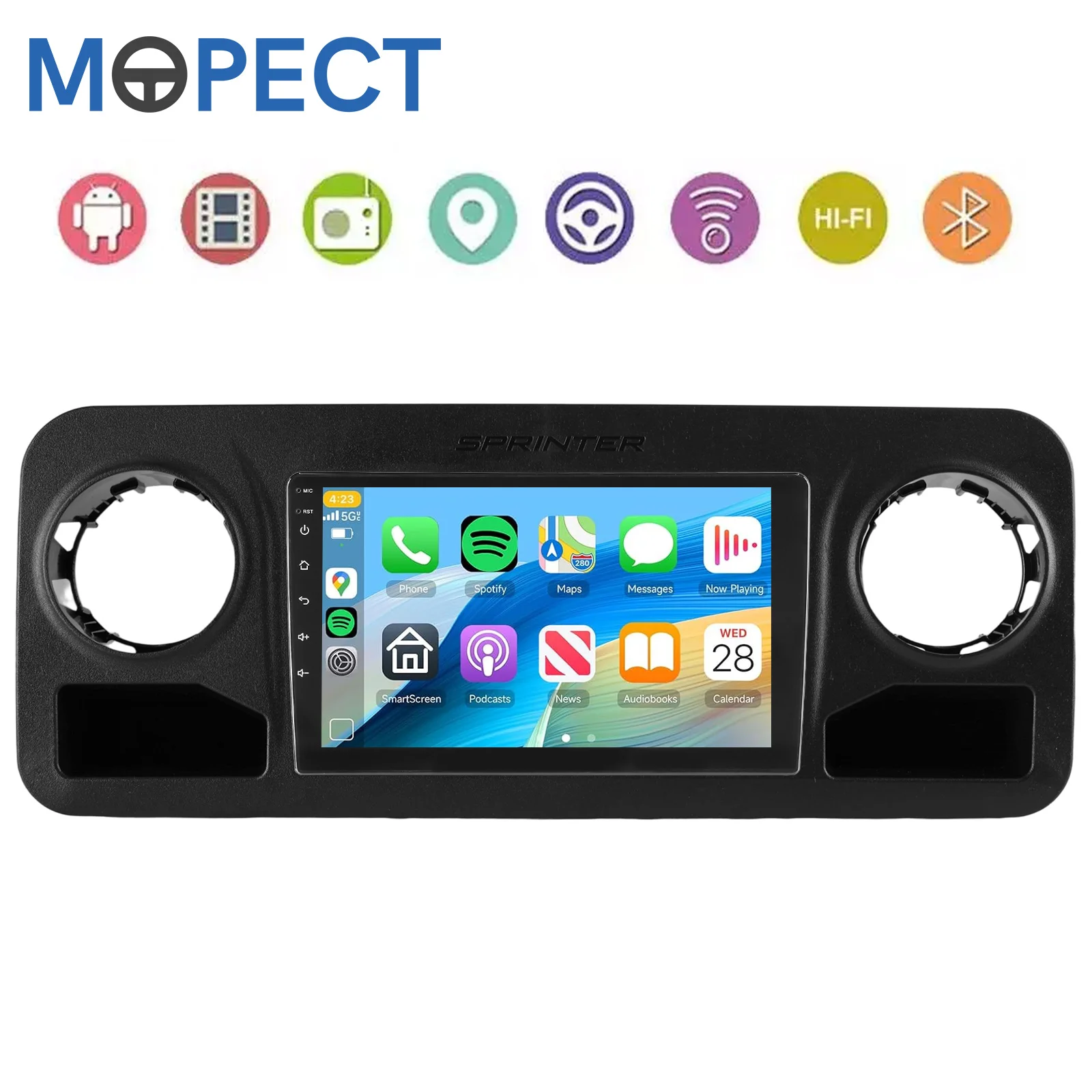 MOPECT Plug and Play Android 15 Carplay Auto 4+64GB/4+128GB BT Radiospeler voor Mercedes Benz Sprinter Spinway W907 2019 - 2023