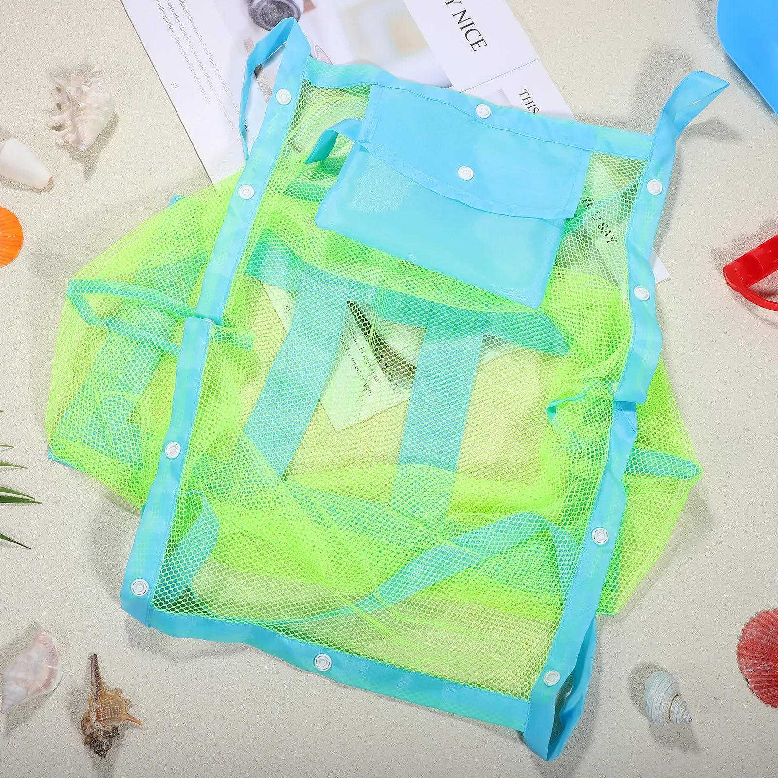 

Large Mesh Beach Bag Oxford Cloth Tear Resistant Lightweight Tote for Family Beach Travel Pool Camping Storage Organizer