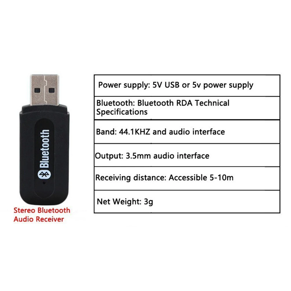 USB Wireless Bluetooth-Compatible Receiver Adapter Music Single 3.5mm Aux Jack Audio Receiver Speaker Connector For Car Android