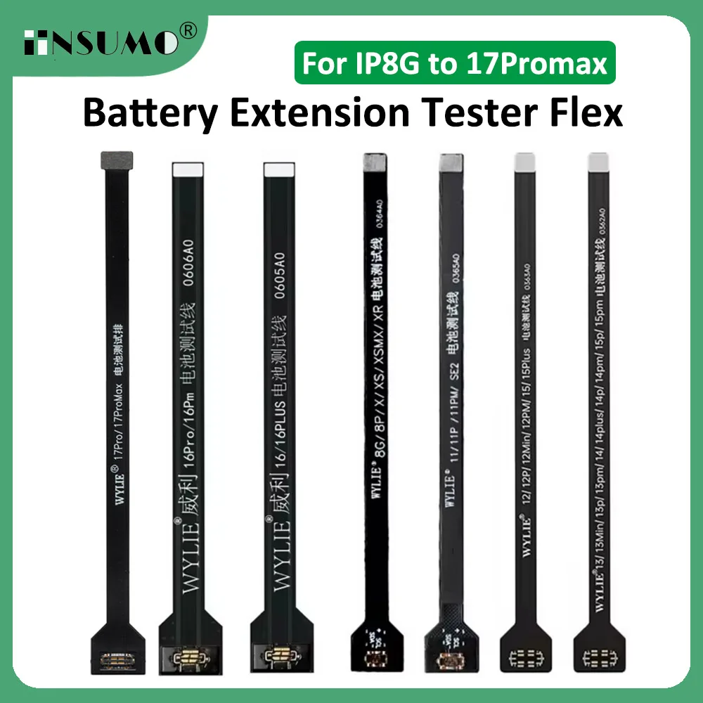For iPhone 17 Pro Max WYLIE Battery Extension Tester Flex Cable For iPhone 8 8P X XS XSM XR 12 13 14 16 Mobile Phone Repair Tool