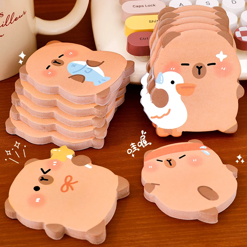 

60Sheets Cute Alien Capybara Memo Pads Simple Scrapbooking Sticker School Supplies Post Sticky Notes Office Stationery