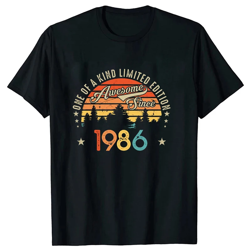 One of a Kind Limited Edition 1986 Pattern Men Women T-Shirt Short Sleeves Harajuku Unisex Fun Tee Trend Large Size Couple Tops