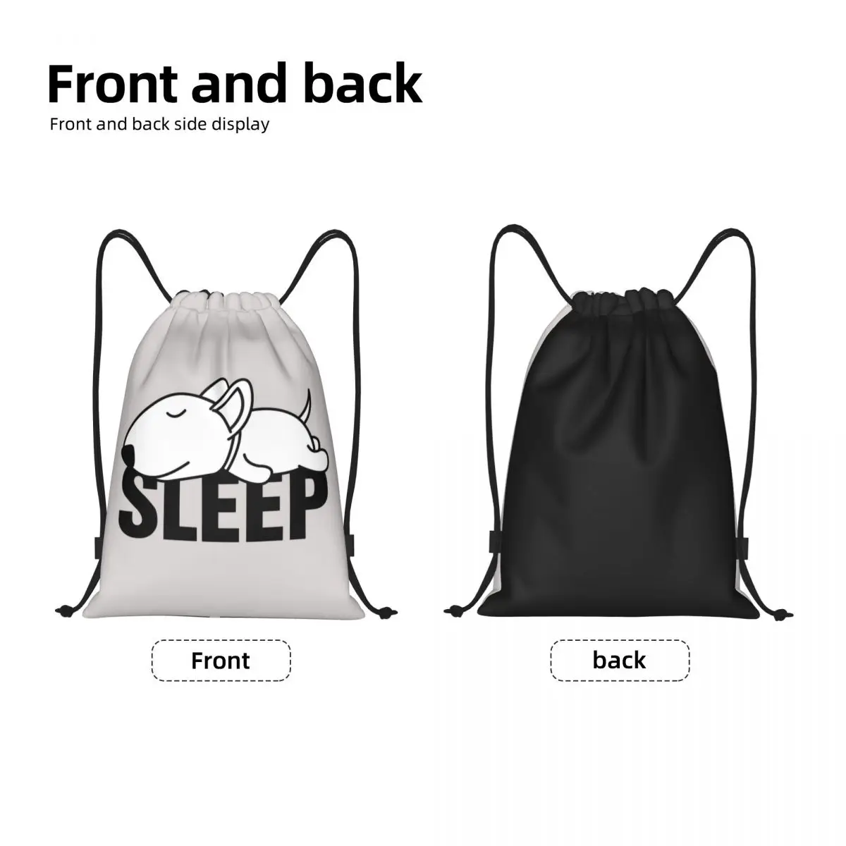 Sleeping Bull Terrier Dog Drawstring Bag Men Women Foldable Gym Sports Sackpack Animal Puppy Training Backpacks