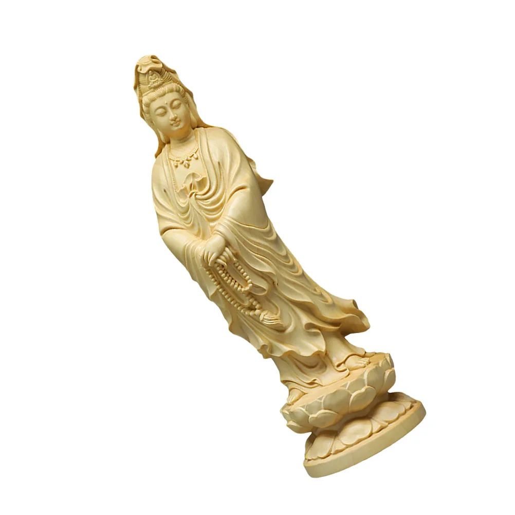  Bodhisattva Ornament Wooden Sculpture Crafts Desktop Adornment Office Tabletop Decoration Bookshelf