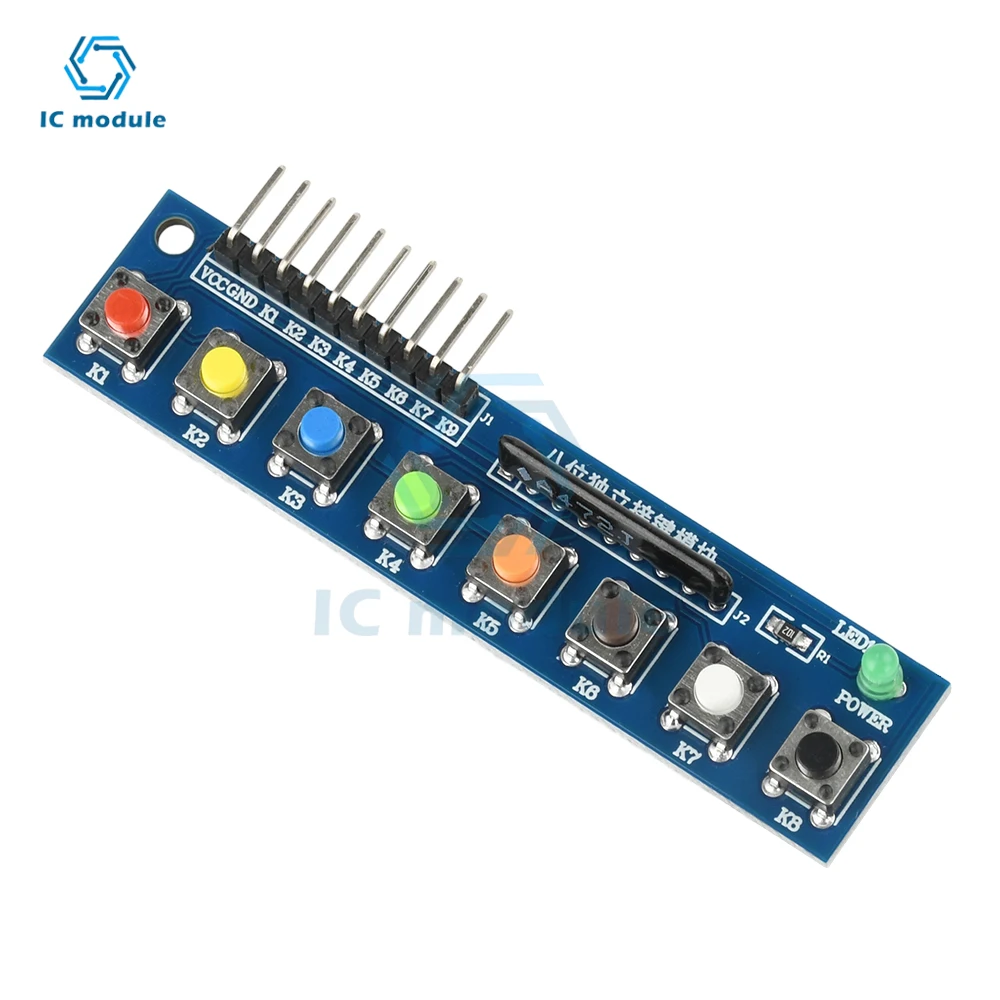 8 Independent Key Button Touch Button Module with LED Indicator Keyboard Module Keypad Module for Arduino/ARM for Raspberry Pi