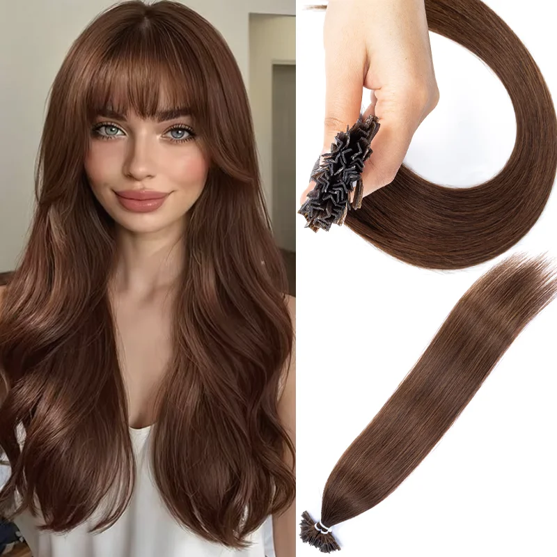 Extensions de cheveux à pointe en K, extensions de cheveux à fusion chaude avec colle à la kératine, cheveux humains Remy, capsules pré-collées à la kératine, design en capsule, paquet de 30G, plusieurs longueurs pour l'extension de la longueur des cheveux naturels et l'augmentation du volume