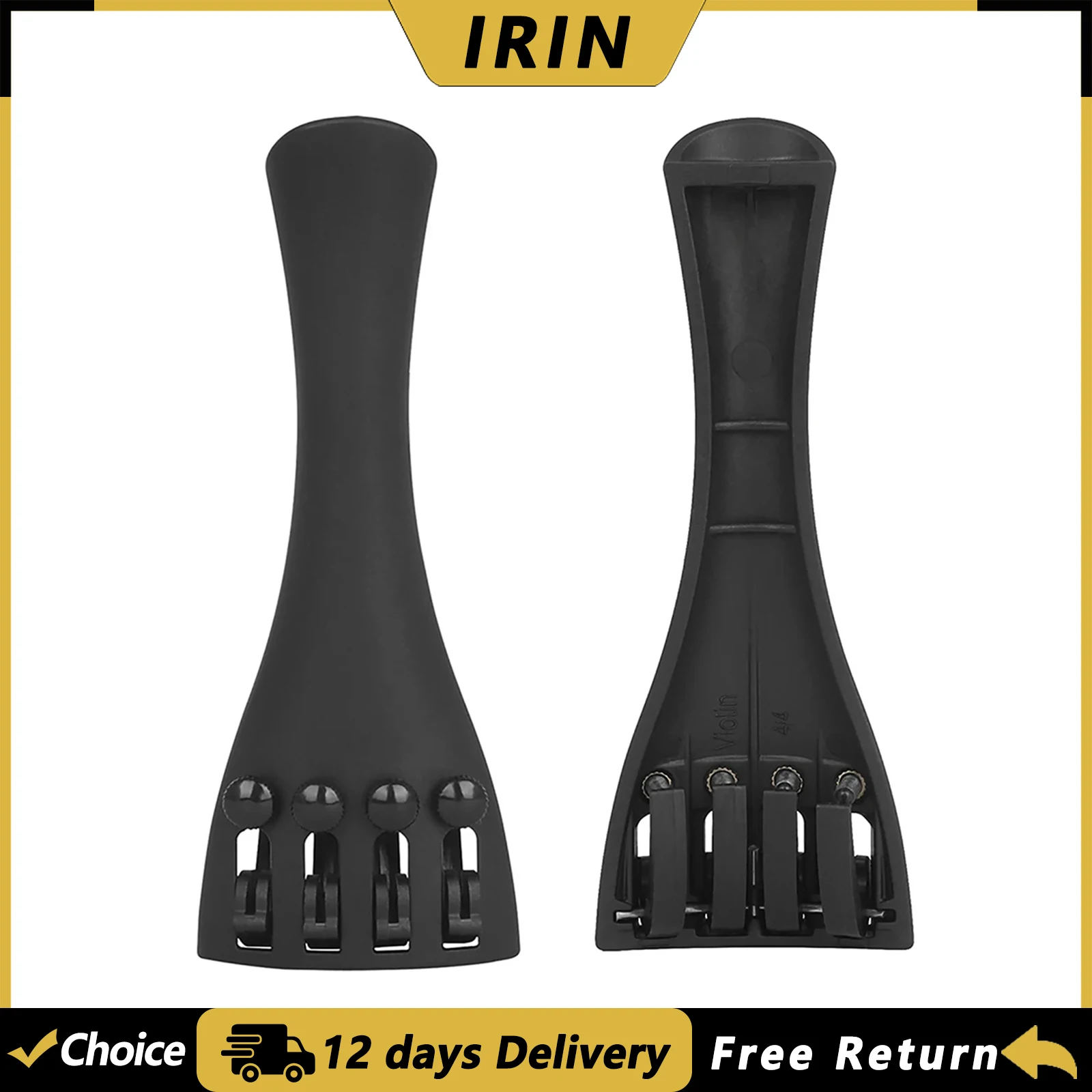 IRIN 4/4 Saitenhalter für Violine, verstellbarer Saitenhalter aus Kohlefaser, schwarze Saitenplatte für Violinsaiteninstrumente, Teile und Zubehör