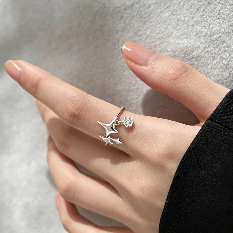 GANPUP Zarte Blumen-Zirkon Verstellbare Fingerringe für Frauen Süßer Modischer Neuer Ring Schmuck Geschenk Party Geburtstag кольцо – Detail 2