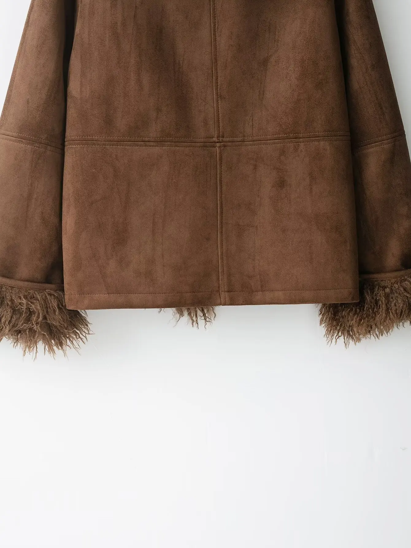 

HH 2025 Зимняя женская верхняя одежда с эффектом искусственного меха, модная женская теплая куртка, однотонное повседневное короткое пальто с длинными рукавами и карманами с лацканами