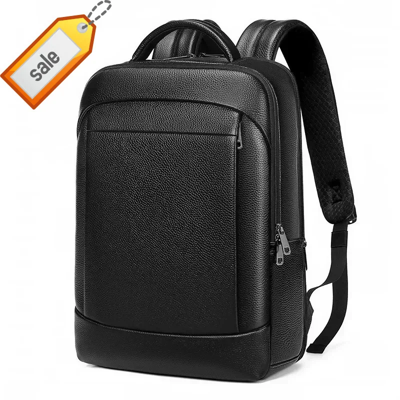 

Quality Genuine Leather 15.6 Inch Laptop Multifunction Cowhide Travel Bag Waterproof Backpack Mochila
