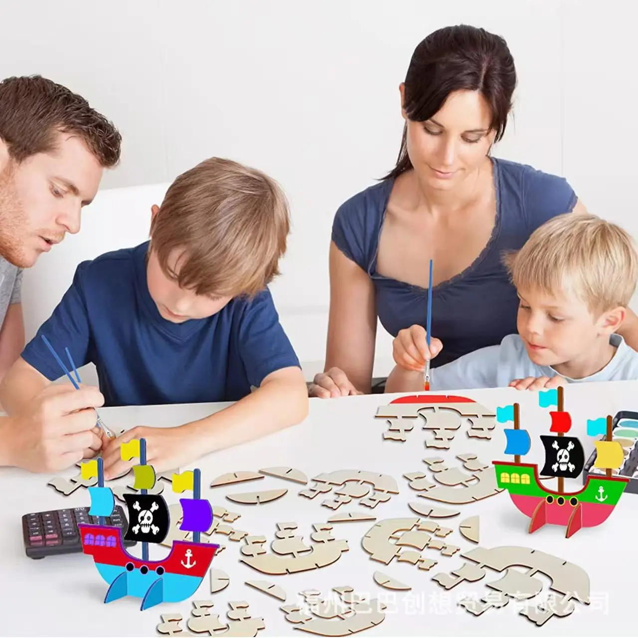 Diy Wooden Pirate Ships Are Suitable For Treasure Hunting Games, Pirate Graffiti, Sailboat Assembly, And Wooden Handicrafts