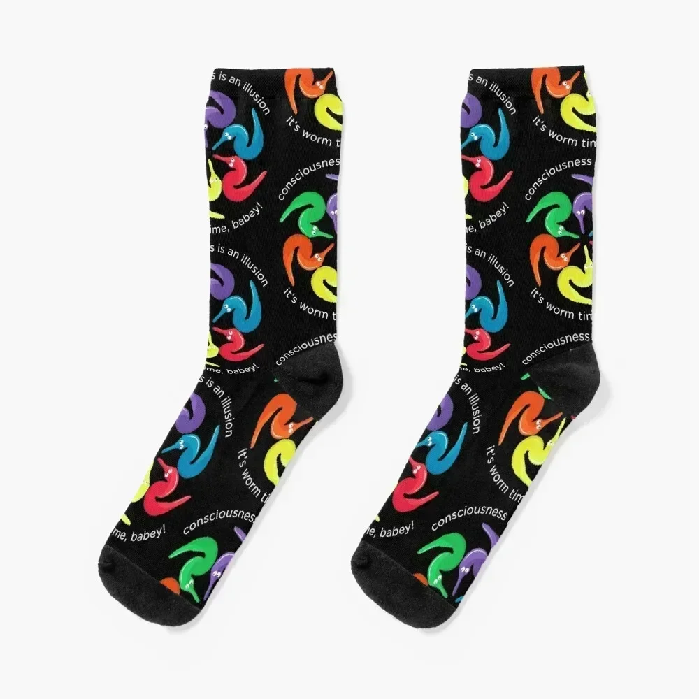 Consciousness is an Illusion It's Worm Time Babey! Socks christmas gifts Rugby tennis Men Socks Women's