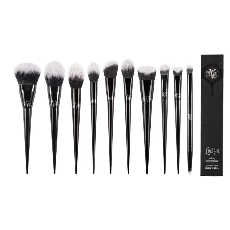 Pinceau de maquillage pour poudre, contour, fond de teint, fard à joues, fard à barrage, avec manche en plastique, 7/11 pièces