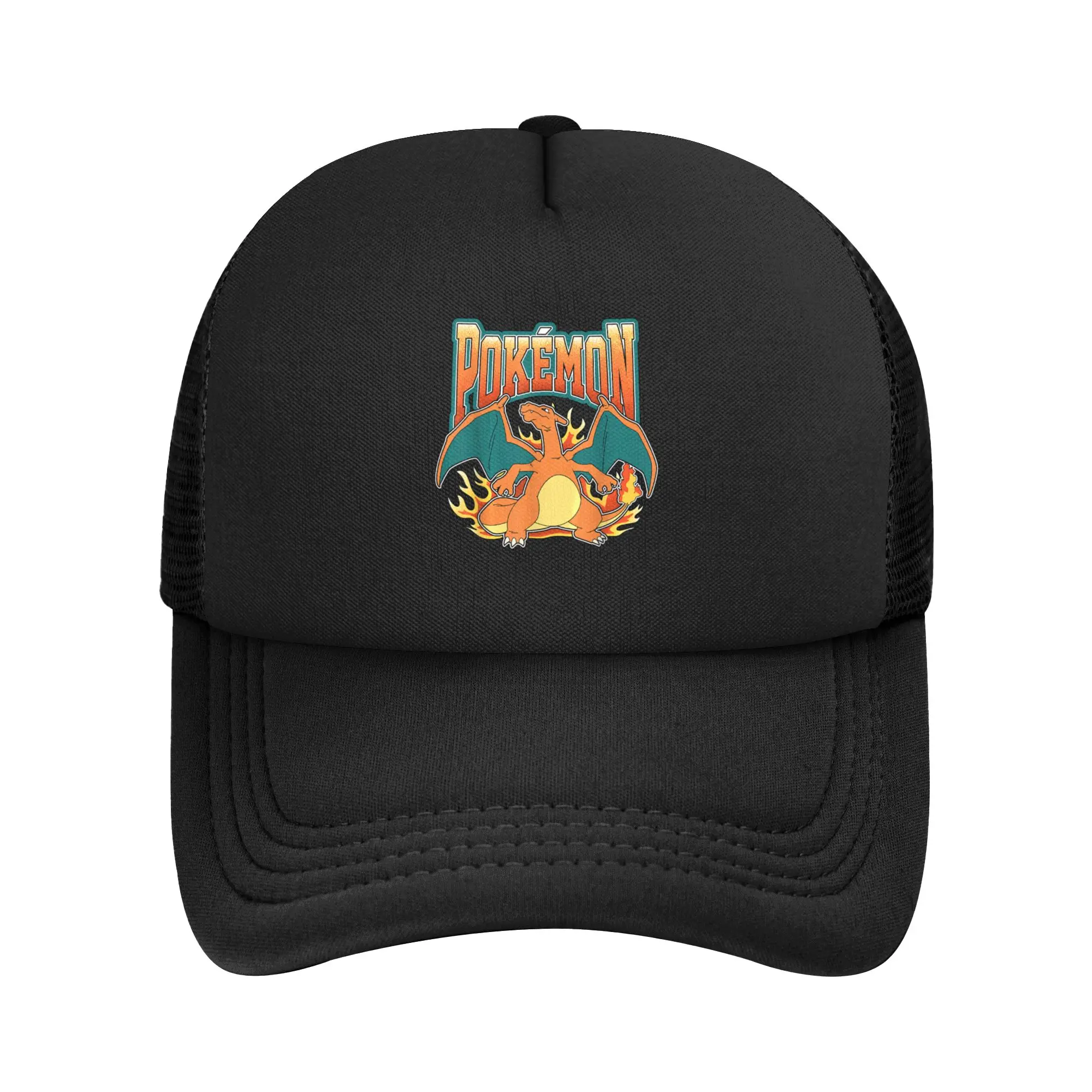 Charizard Fire Type Trucker Hat Unisex Pokemoned  Dad Hat Trucker Worker Cap Fishing Hat Breathable Polyester Mesh Baseball Cap