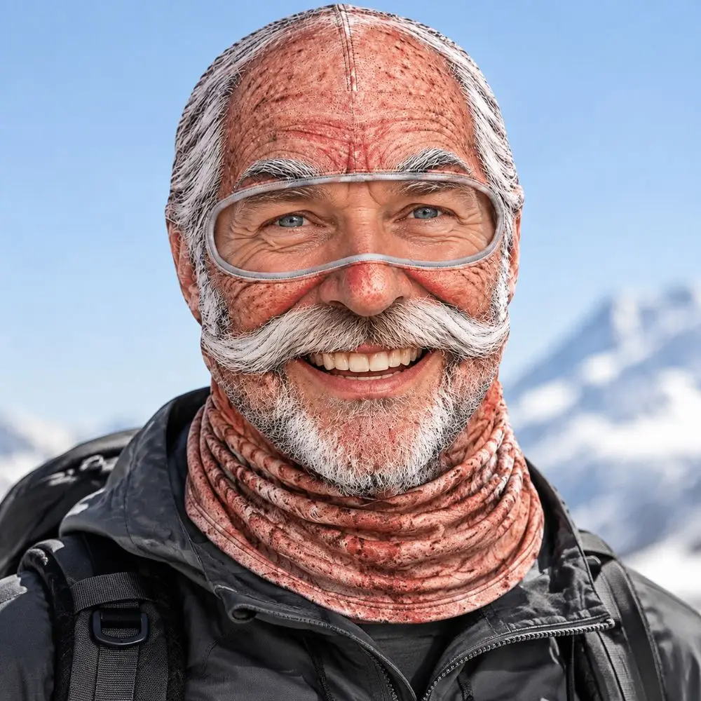 3D Face Printed Old Man Balaclava Face Mask Full Coverage Breathable Eye Hole Funny Ski Mask Elastic White Mustache