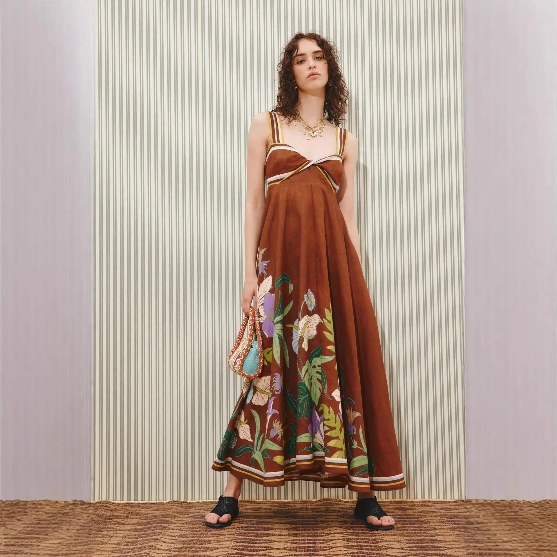 2026 New Elegant Sexy Strapless Printed Party Evening Dress Summer Long Dress Lace Robe Prom Clothing