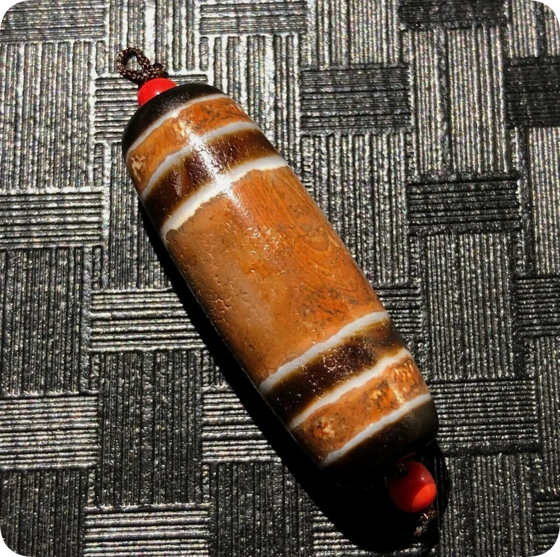 Magic Tibetan Old Agate Dragon Skin Healer Medicine Totem dZi BeadC1915