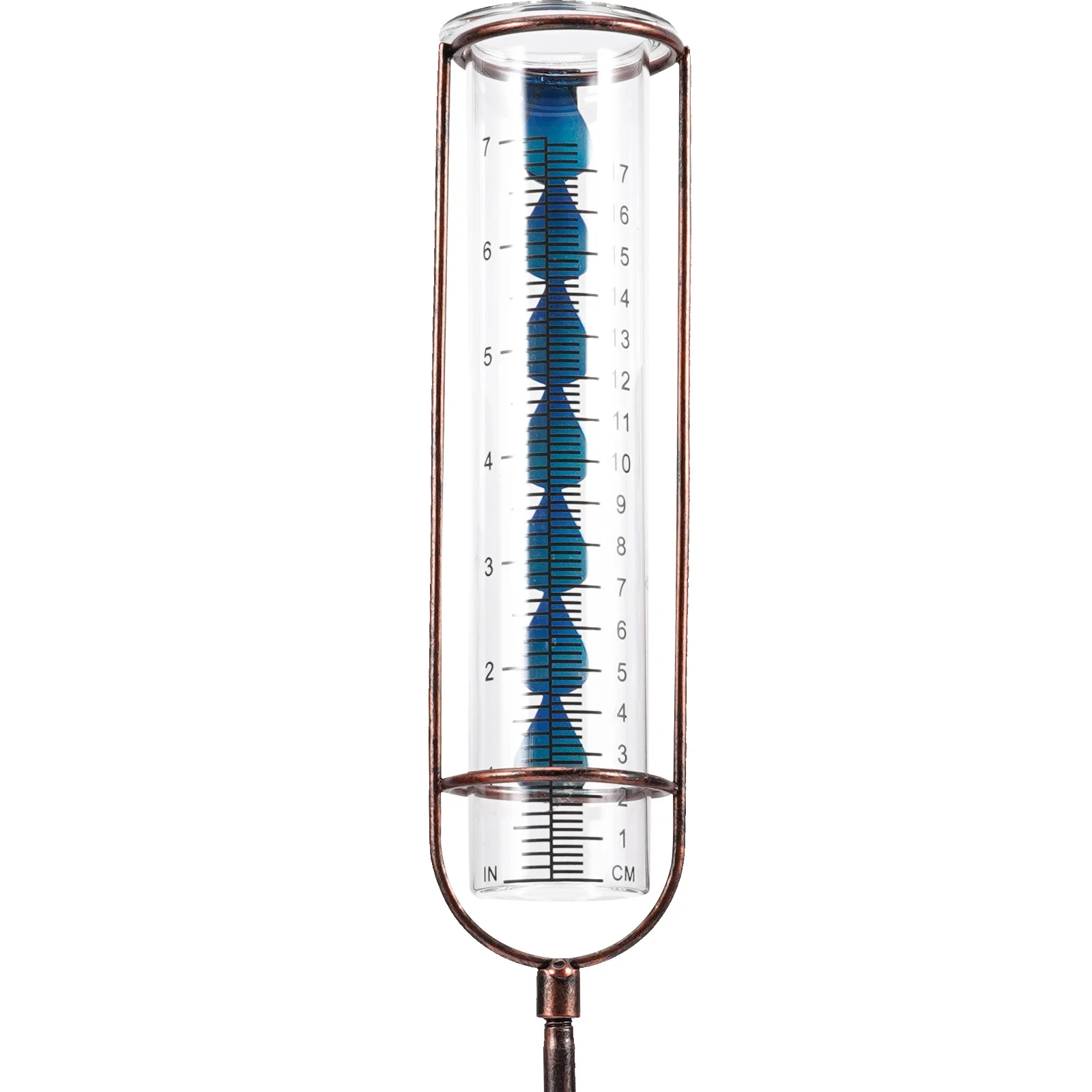 

7 Inches Rain Gauge Outdoor Professional Floating Measuring Tube for Garden Yard with Sturdy Metal Support Rain Gauge