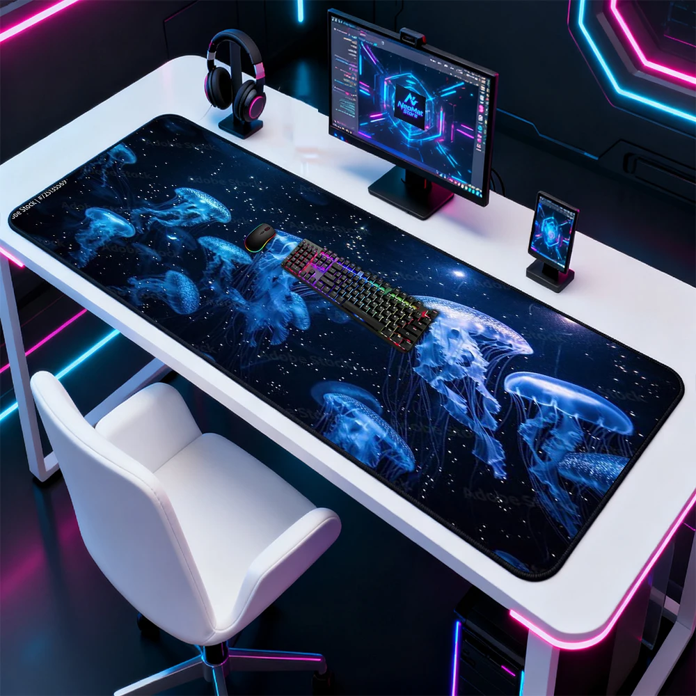 Galaxy Desktop Mat Extra Large Oversized Jellyfish 140cm 120cm Gaming Accessories 160cm 180cm Office Waterproof