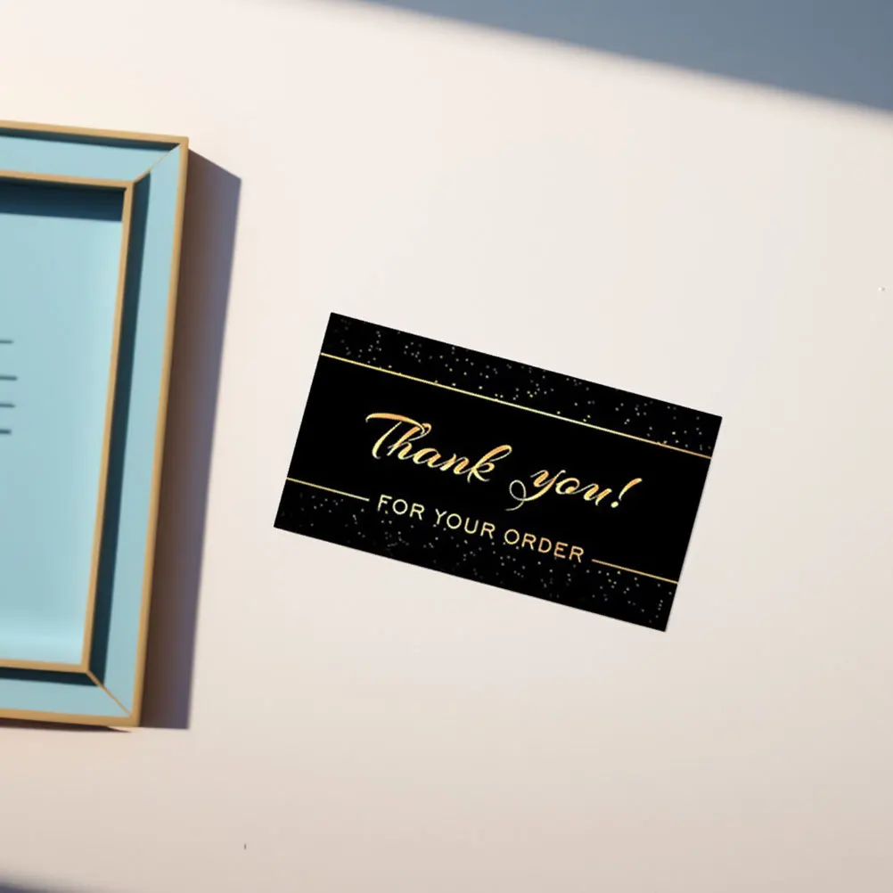 

50 шт. черные благодарственные открытки с тиснением из фольги, элегантные заметки для малого бизнеса, заметки для поддержки заказа, благодарственная открытка