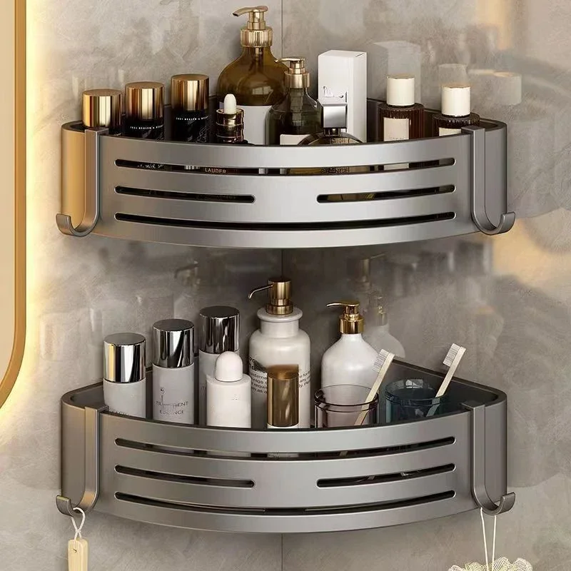 Home Bathroom Shelf Bathroom Shelf Toilet Washroom Toiletries Storage Rack, Wall Mounted, Easy Installation Bathroom Shelves