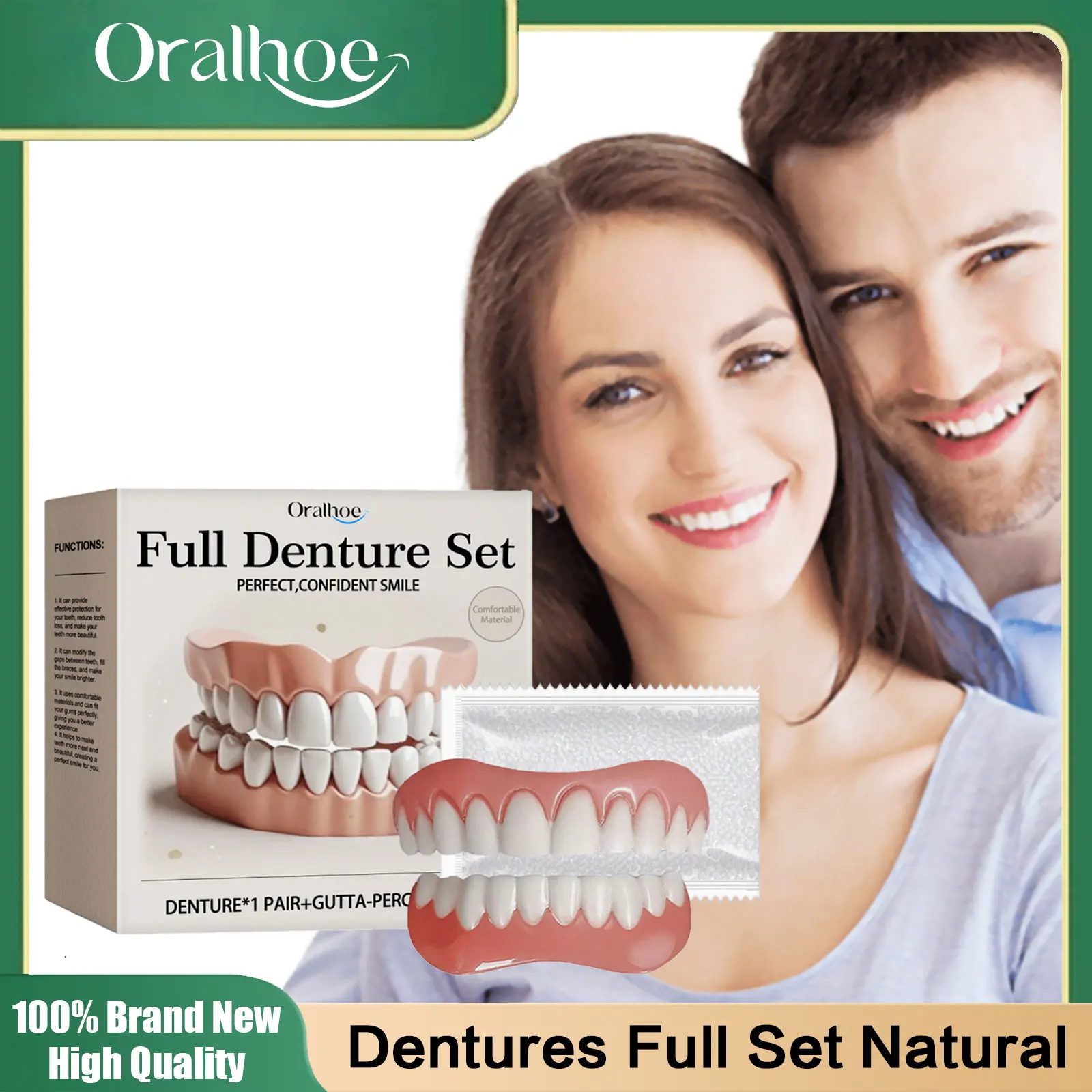 Soft Silicone Dentures Full Set Over Gums Improve Dental Loss Reduce Teeth Spacing Temporary Tooth Repair Upper and Lower Braces